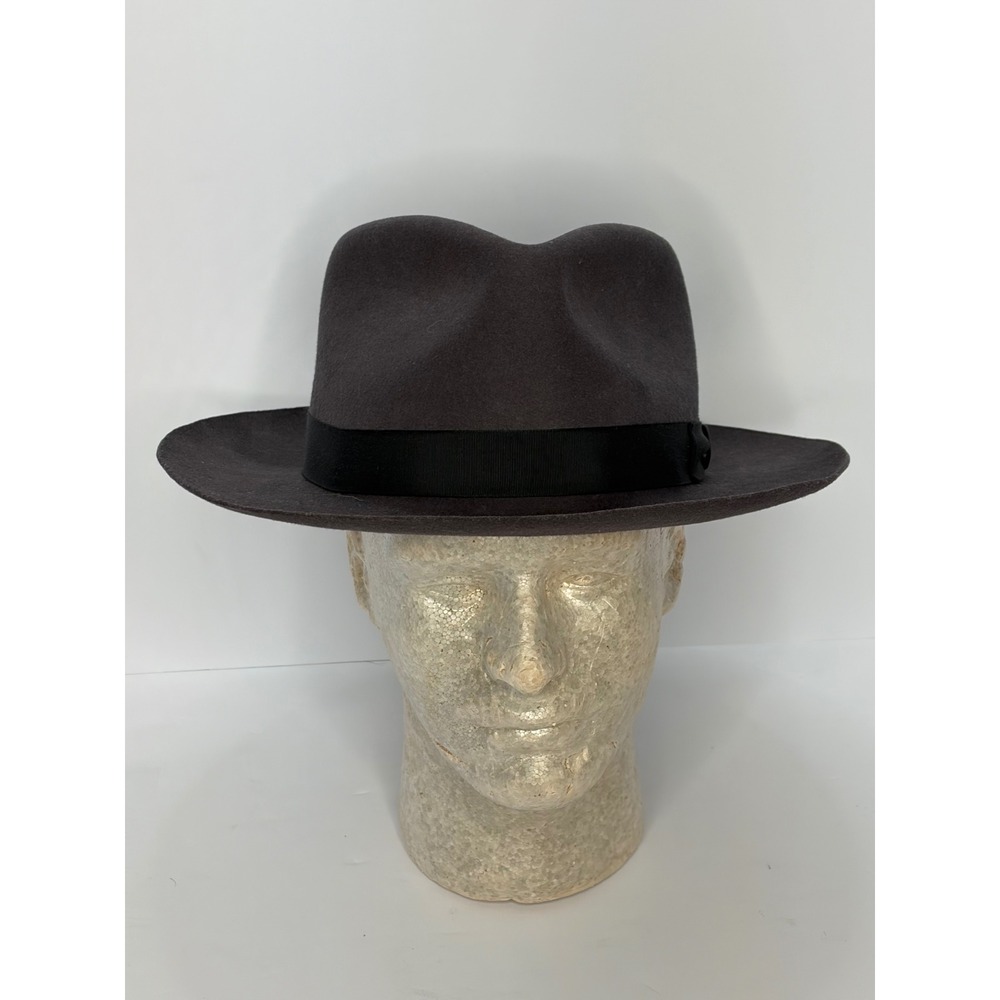 Country Gentleman Mens Charcoal Gray 100% Wool Felt Fedora Hat with Black Band